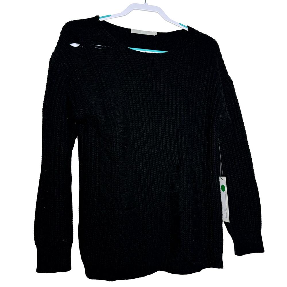 One Grey Day Cyrus Pullover Sweater - Black NWT Womens Size S